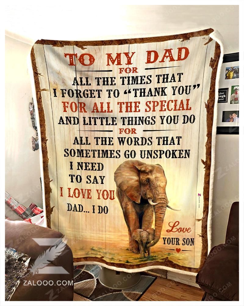 Elephant To My Dad I Love You Son Sherpa Fleece Blanket