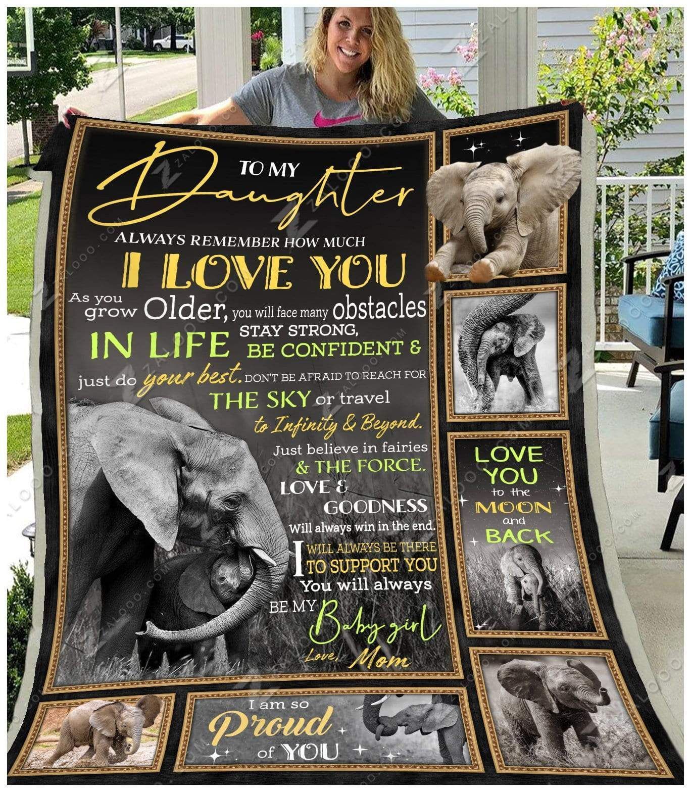 Elephant To My Daughter Be My Baby Girl Love Mom Sherpa Fleece Blanket