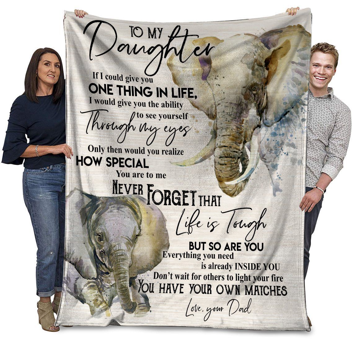 Elephant To My Daughter If I Could Give You One Thing Fleece Blanket