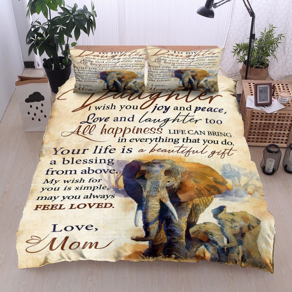 Elephant To My Daughter Love Mom Bedding Set