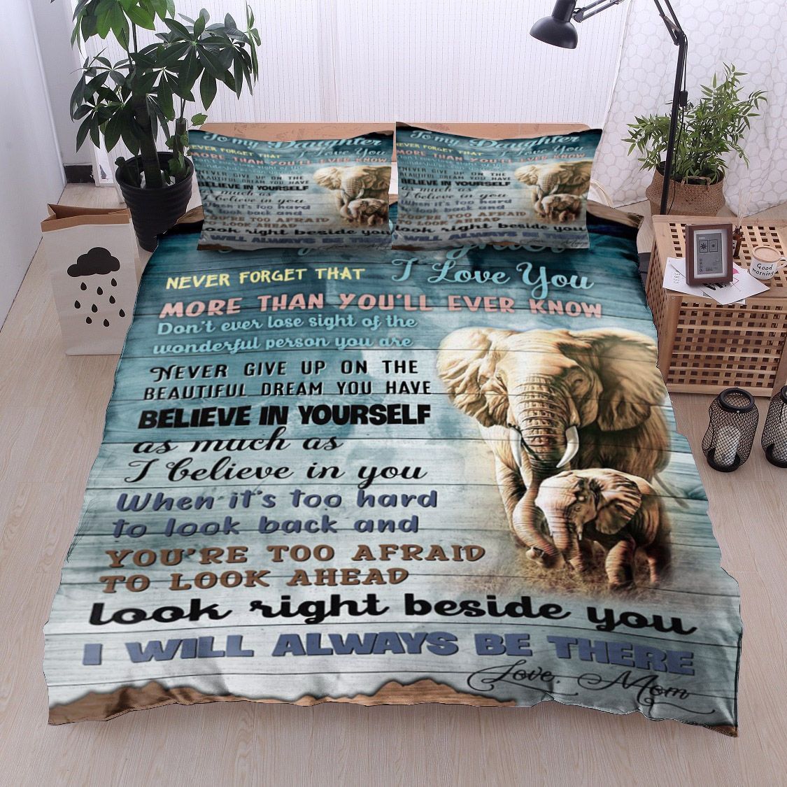Elephant To My Daughter Love Mom Bedding Set