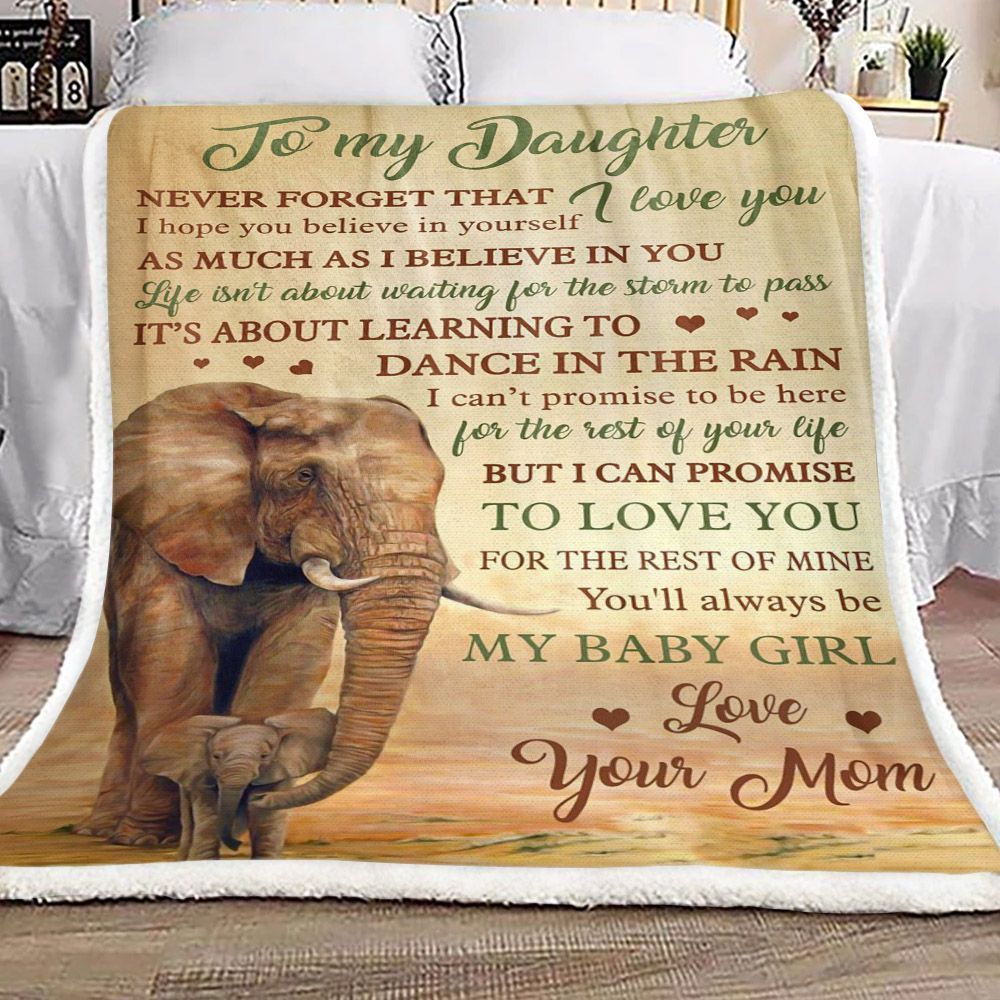 Elephant To My Daughter Your Mom Sherpa Fleece Blanket