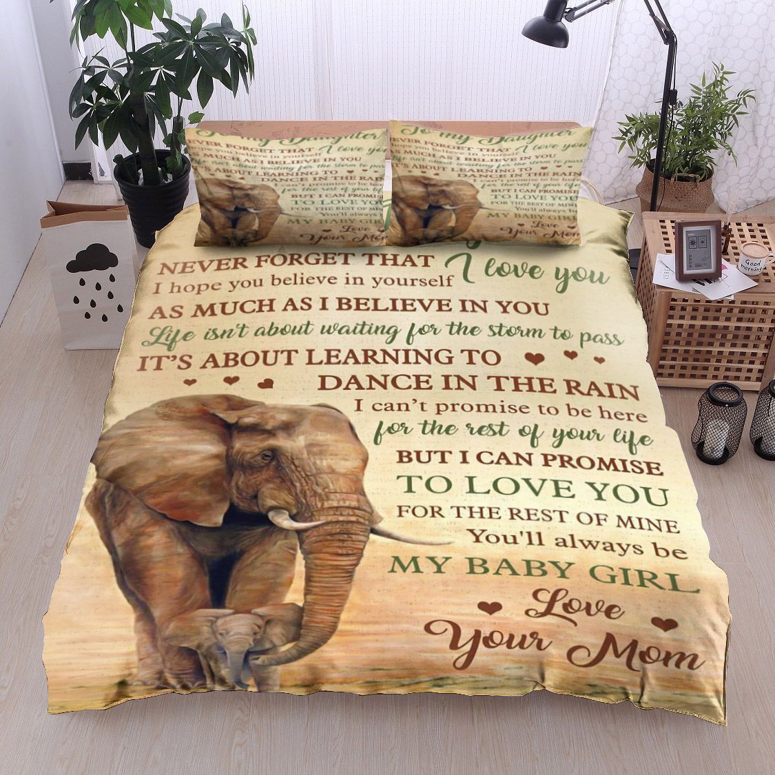 Elephant To My Daughter Your Mom Bedding Set