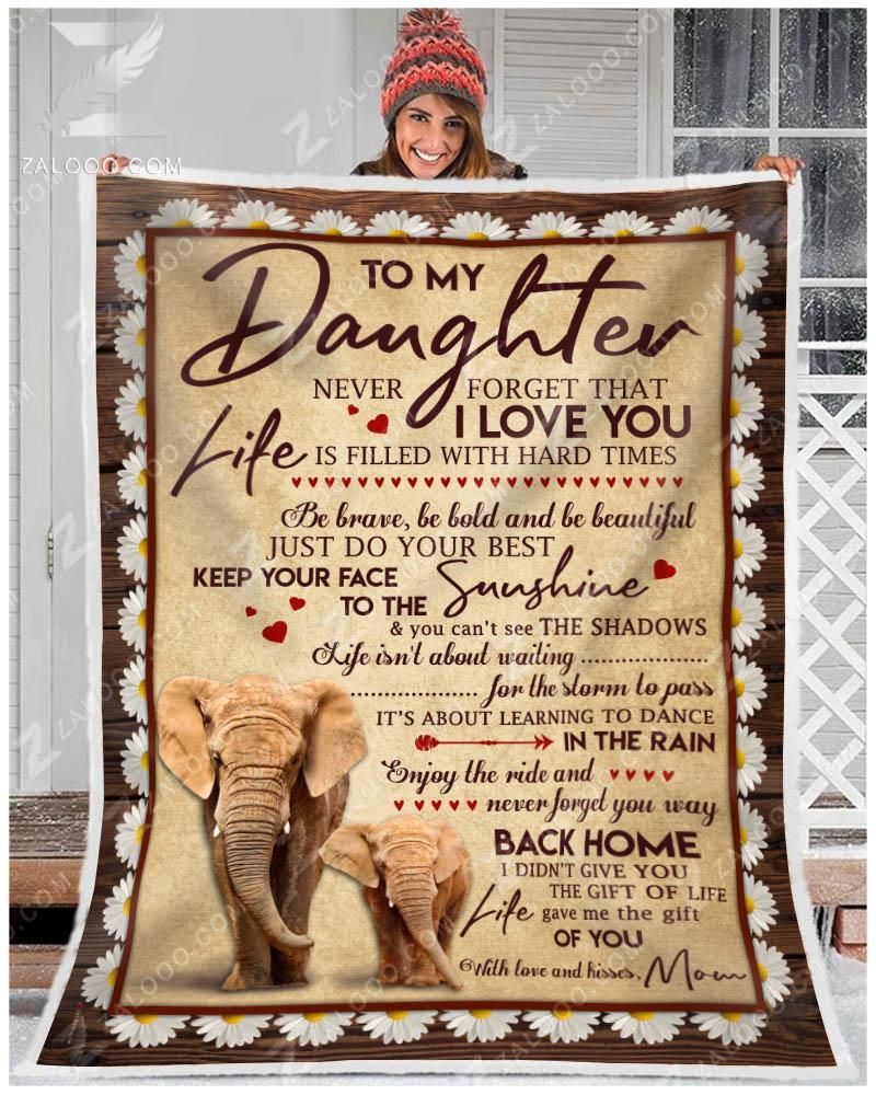 Elephant To My Daughter Your Way Back Home Love Mom Sherpa Fleece Blanket