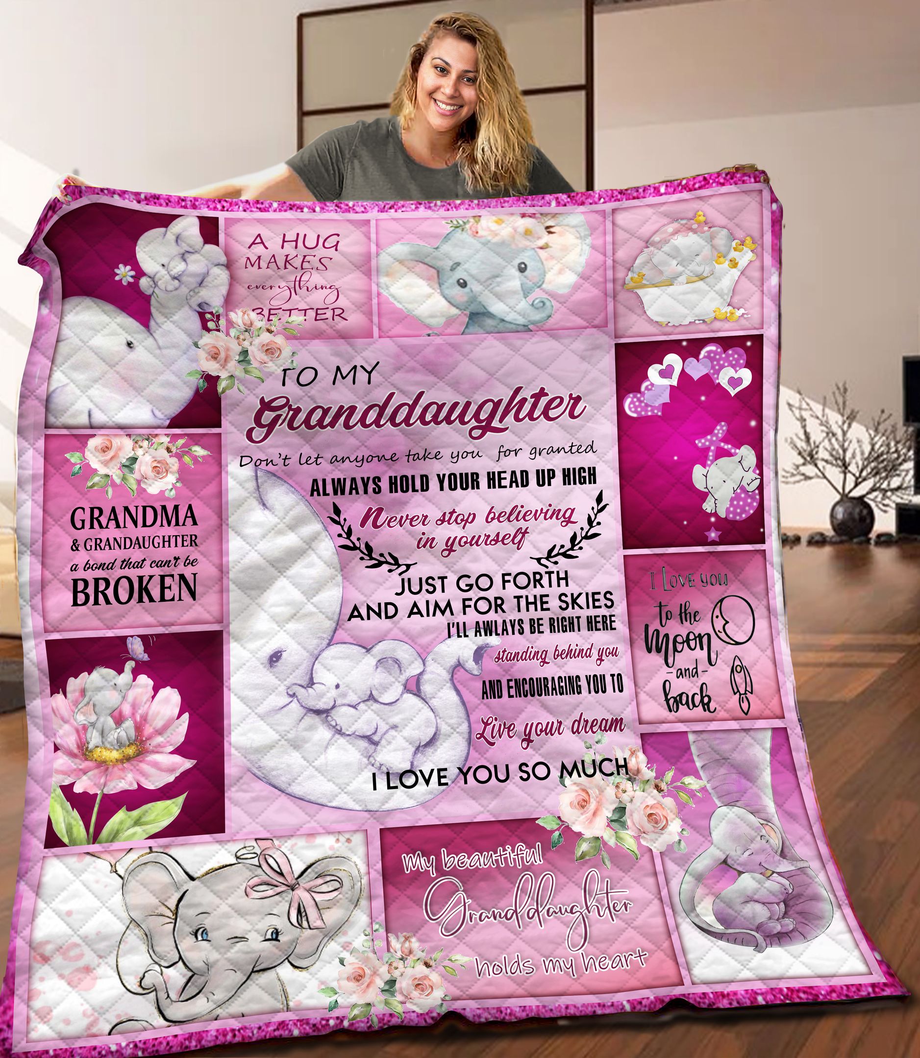 Elephant To My Granddaughter ABC071109 Quilt Blanket