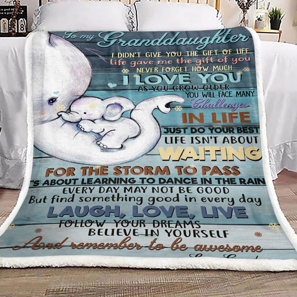 Elephant To My Granddaughter From Grandma Sherpa Fleece Blanket