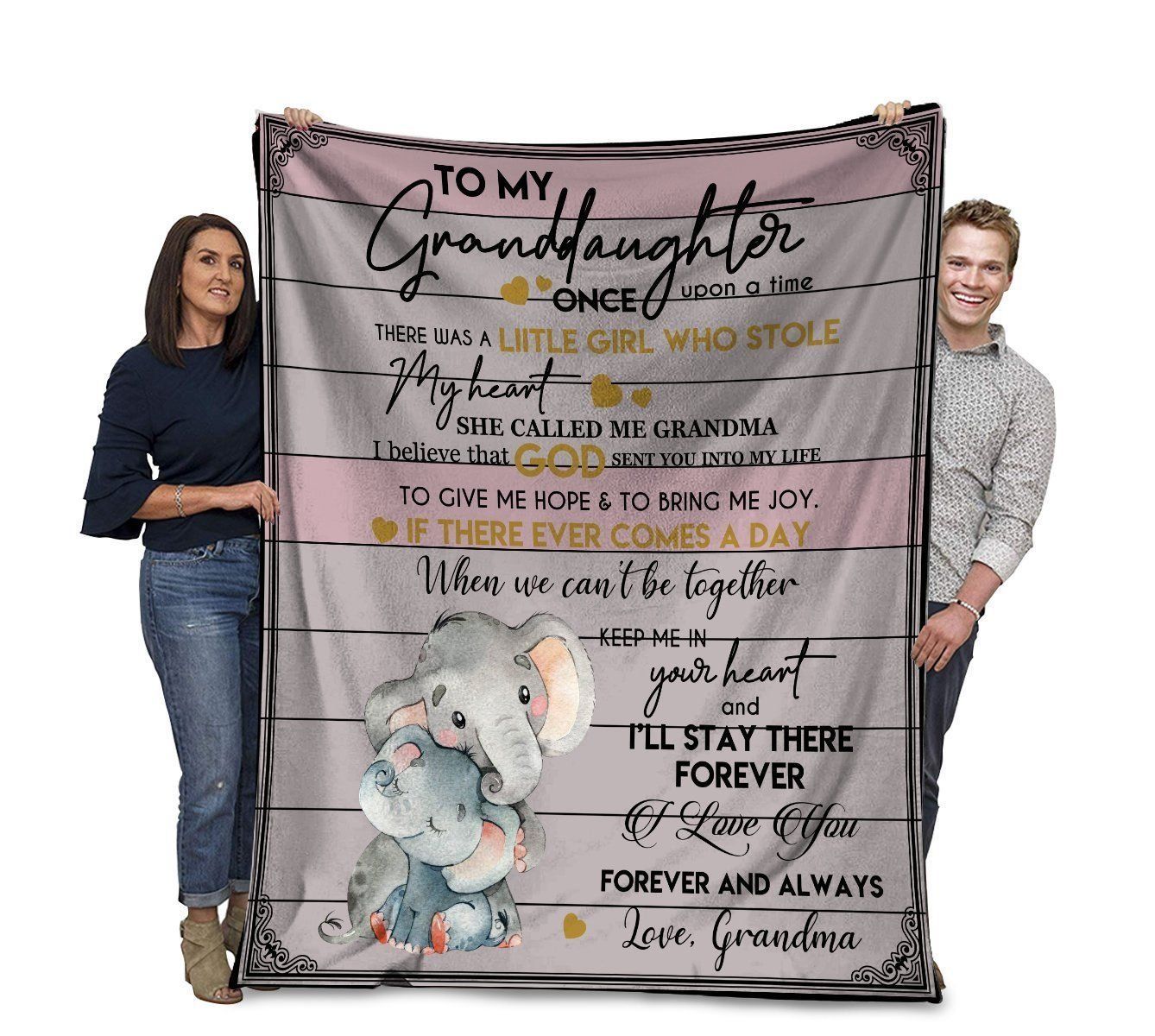 Elephant To My Granddaughter Once Upon A Time There Was A Little Girl Who Stole My Heart Sherpa Fleece Blanket