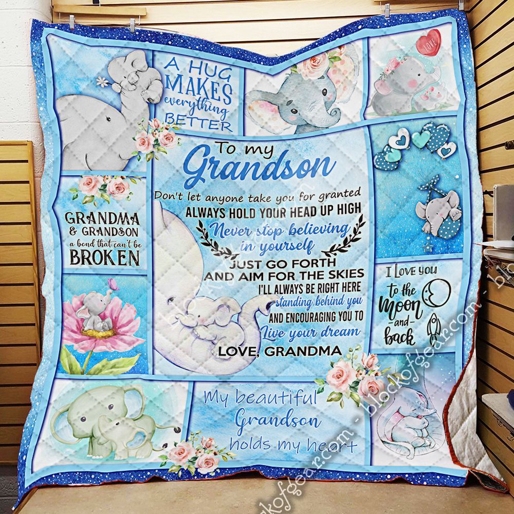 Elephant To My Grandson Grandma Live Your Dream GS-CL-LD3012 Quilt Blanket