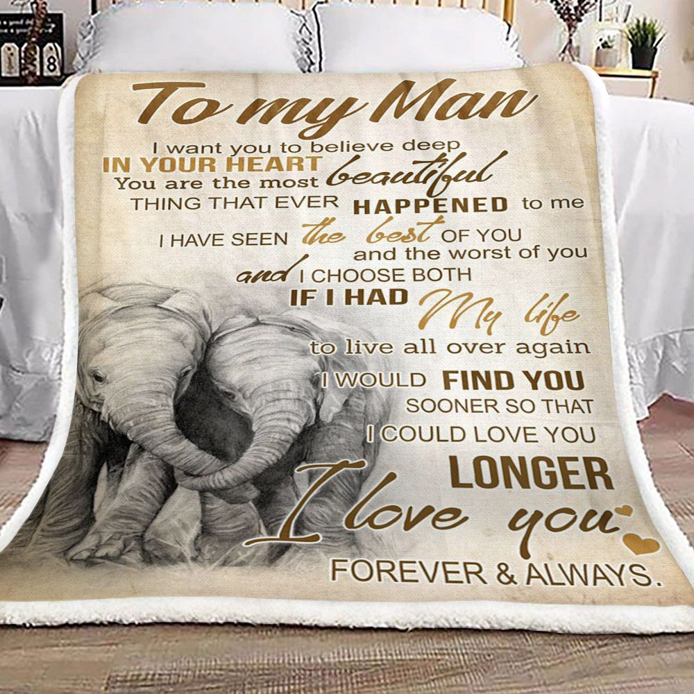 Elephant To My Man Sherpa Fleece Blanket