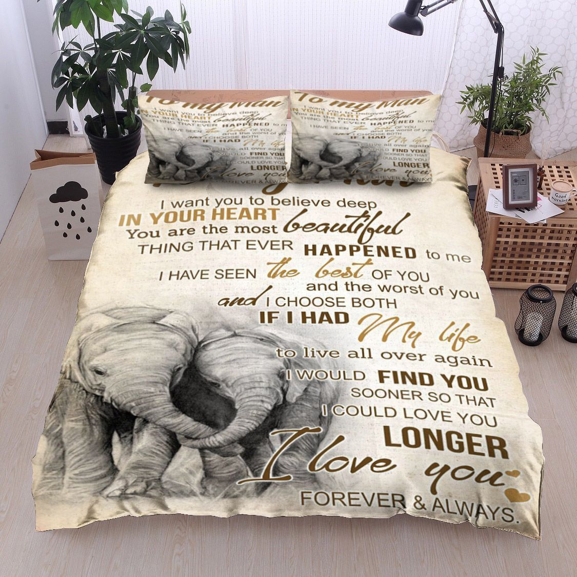 Elephant To My Man Bedding Set