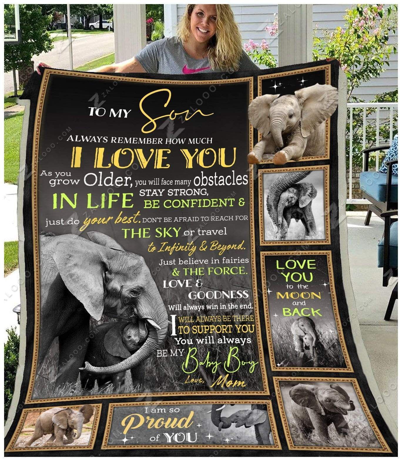 Elephant To My Son Be My Baby Boy Love Mom Sherpa Fleece Blanket