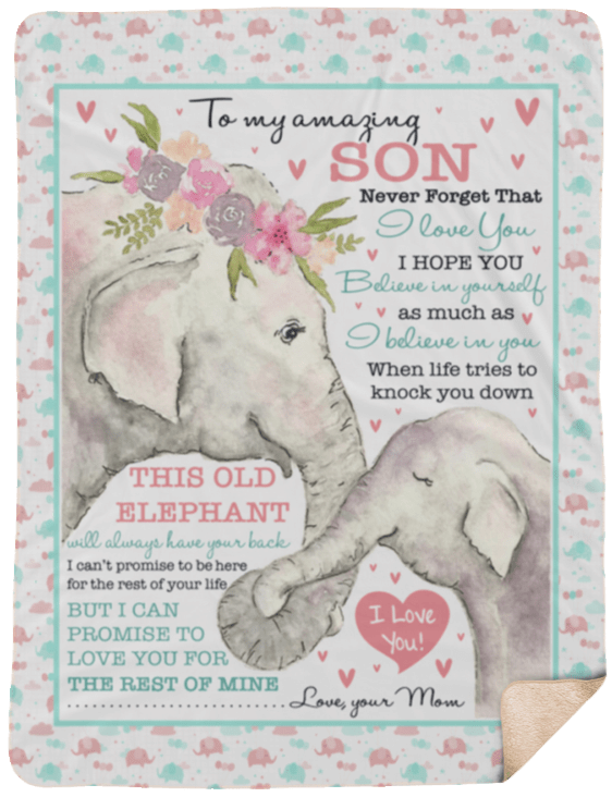 Elephant To My Son Sherpa Fleece Blanket