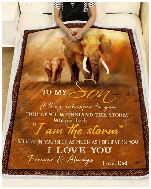 Elephant To My Son I Love You Sherpa Fleece Blanket