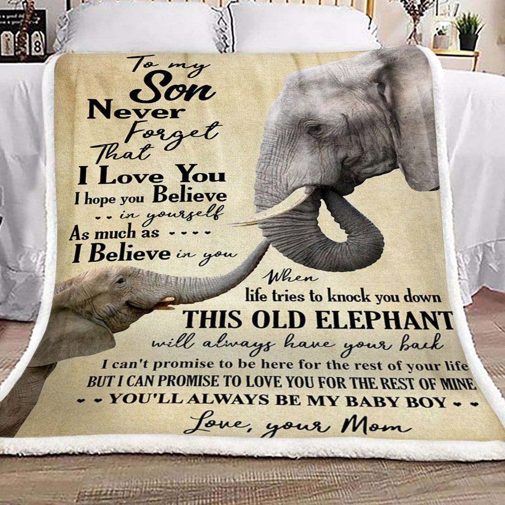 Elephant To My Son Your Mom Sherpa Fleece Blanket
