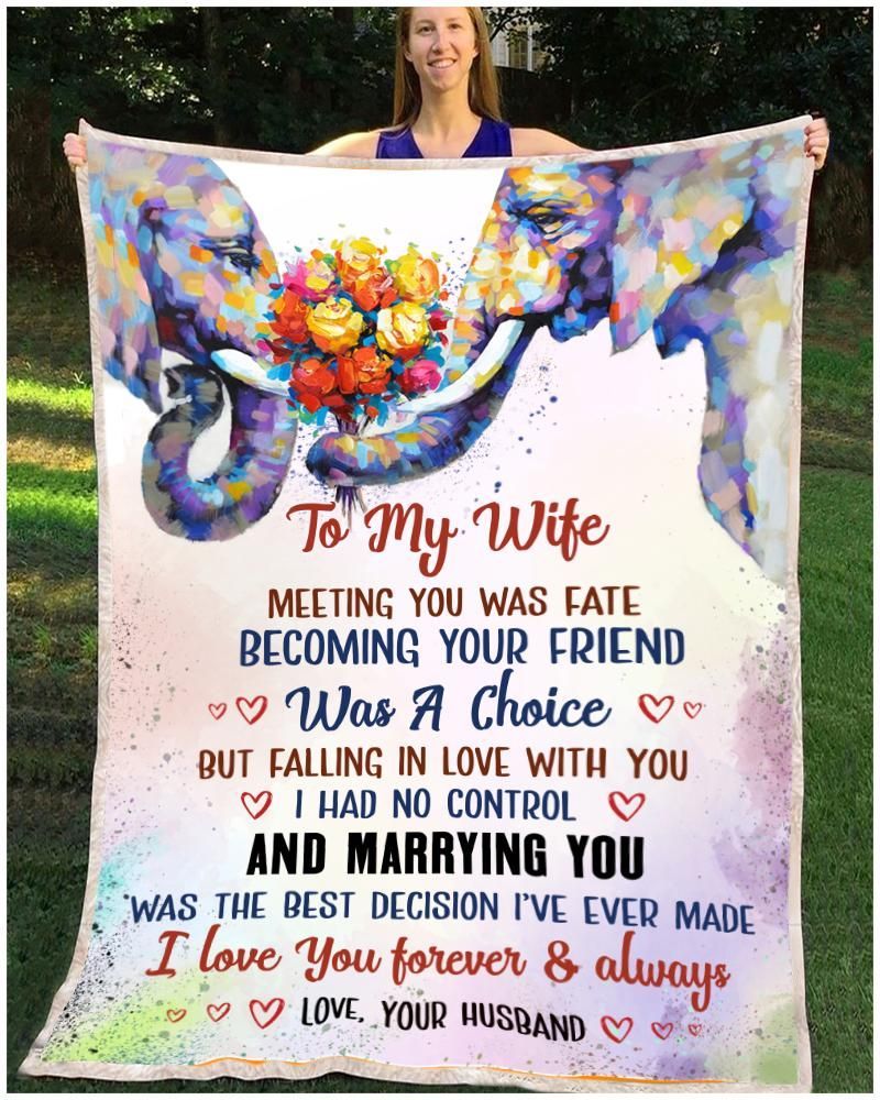 Elephant To My Wife Sherpa Fleece Blanket