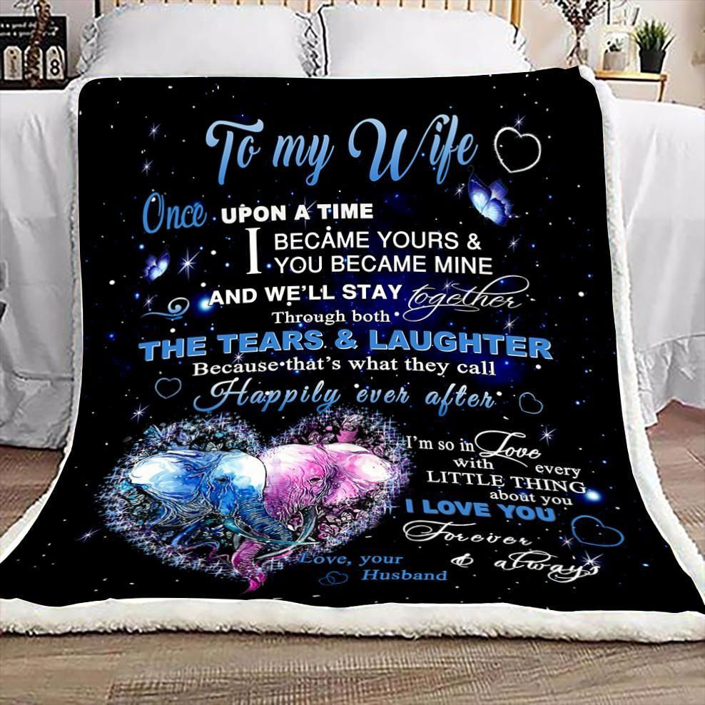 Elephant To My Wife Once Upon A Time Sherpa Fleece Blanket