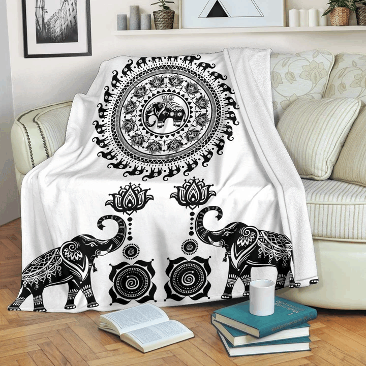 Elephant Tribal Sherpa Fleece Blanket