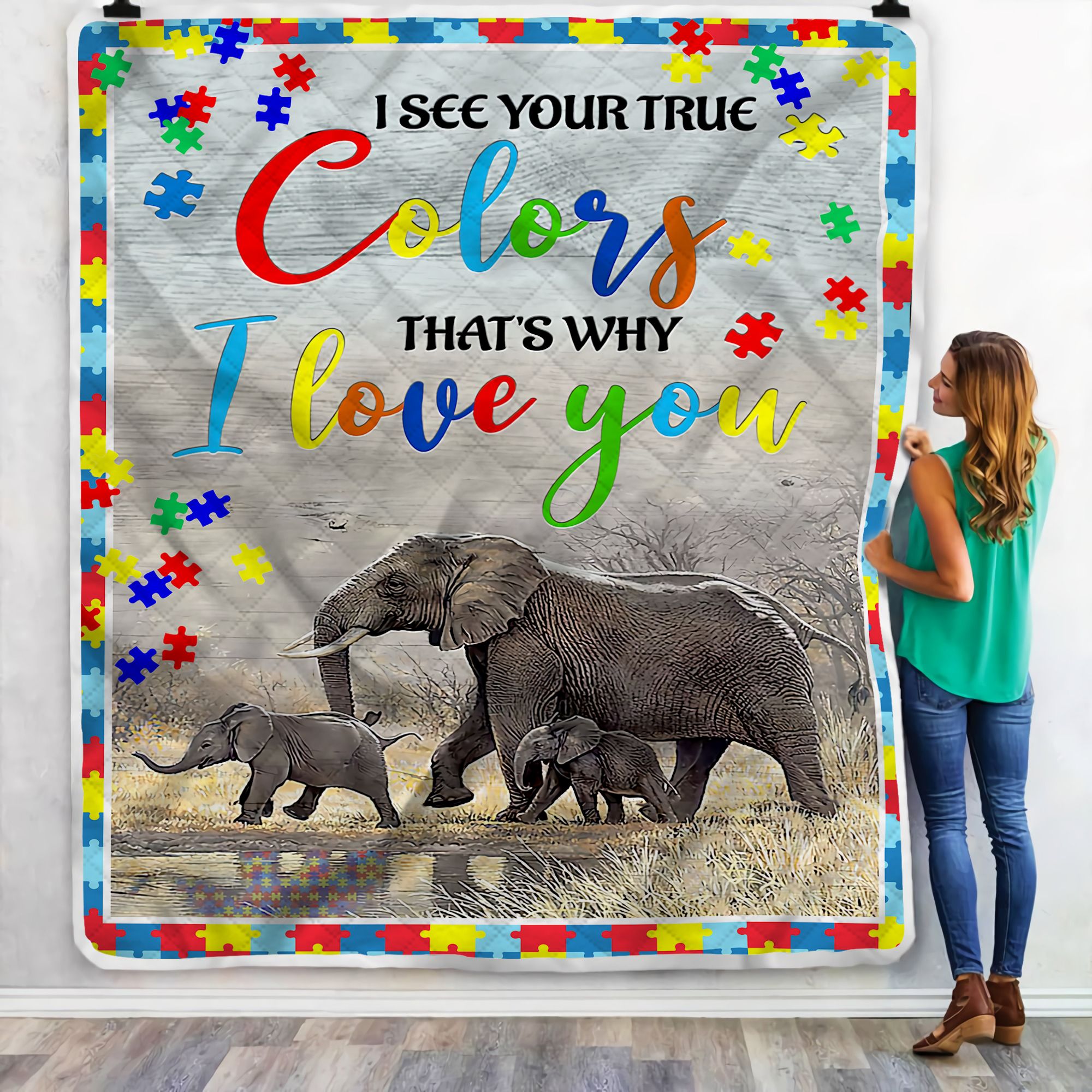 Elephant True Colors Fleece Blanket