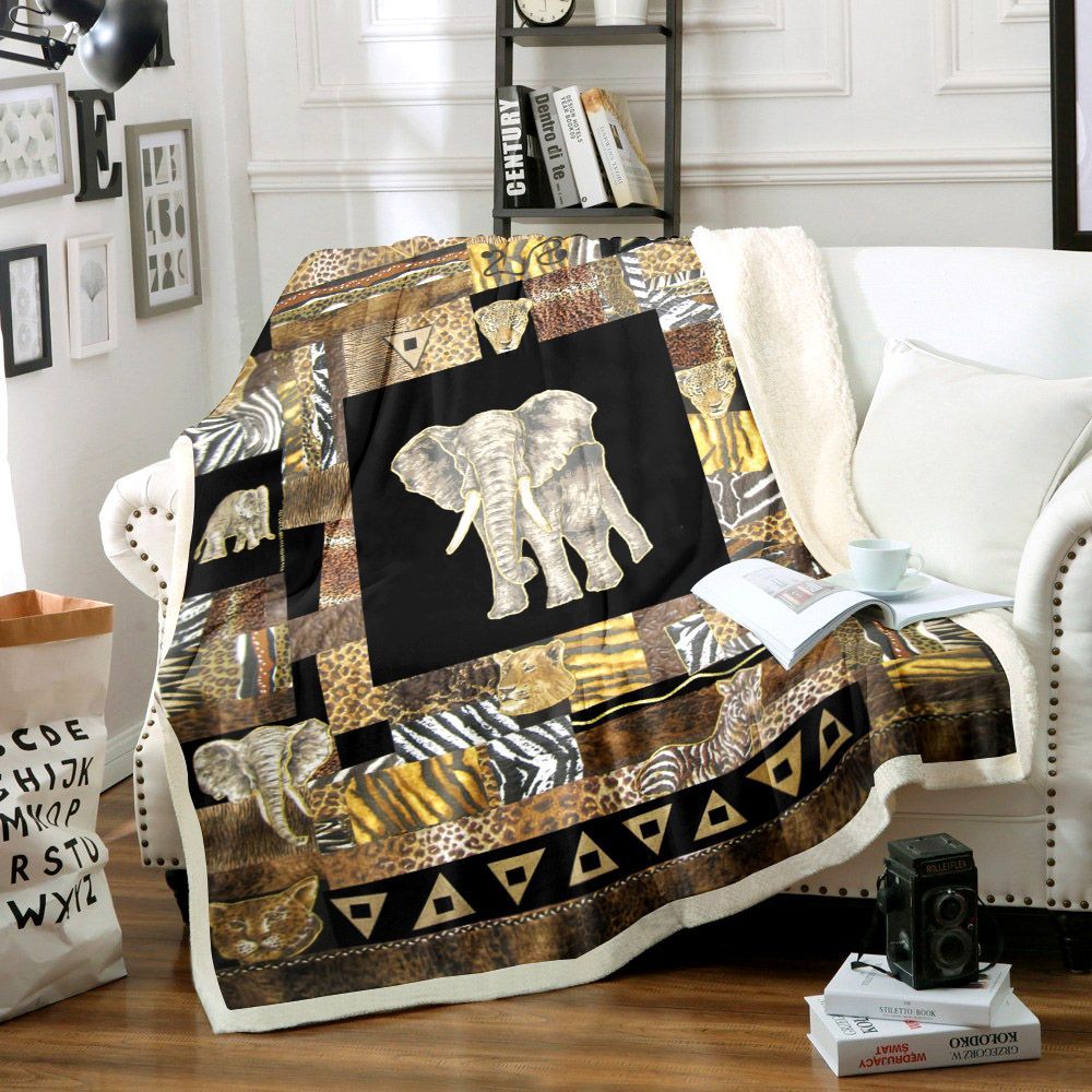 Elephant Sherpa Fleece Blanket