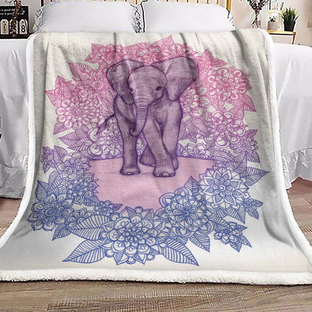 Elephant Sherpa Fleece Blanket