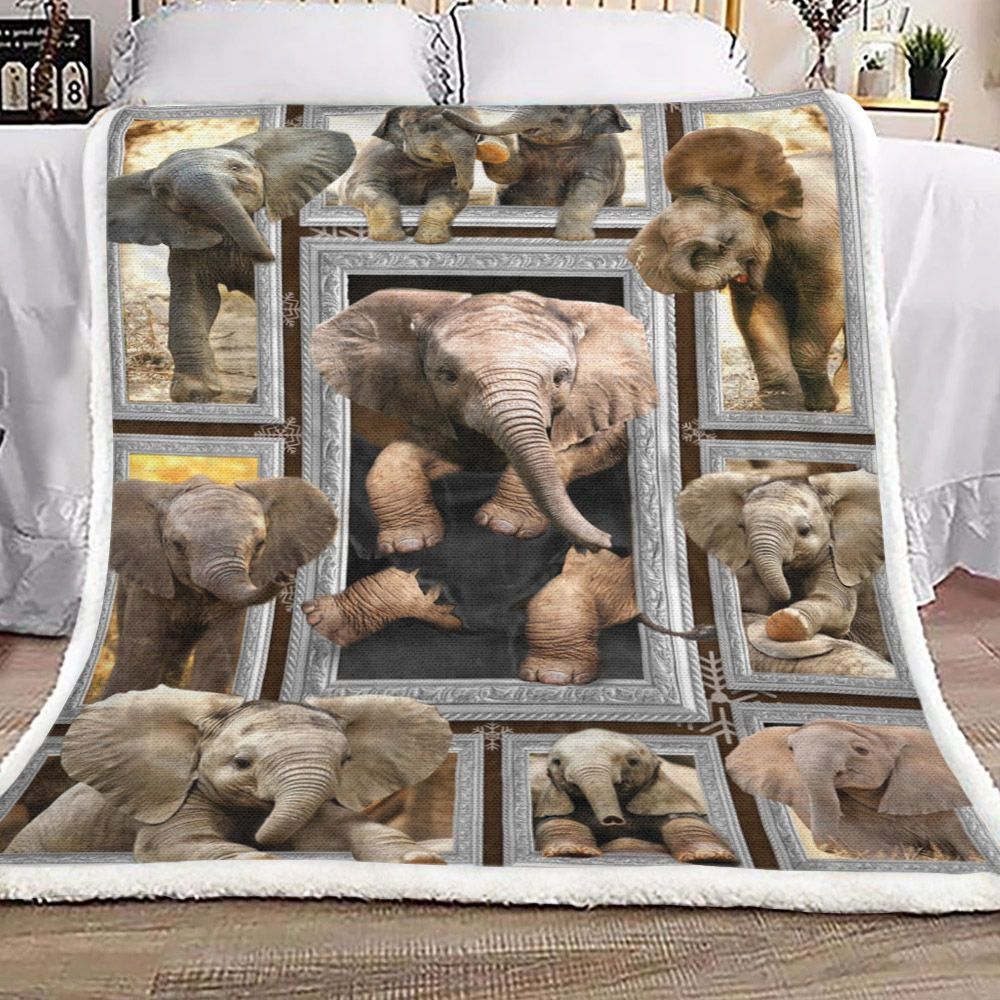 Elephant Sherpa Fleece Blanket
