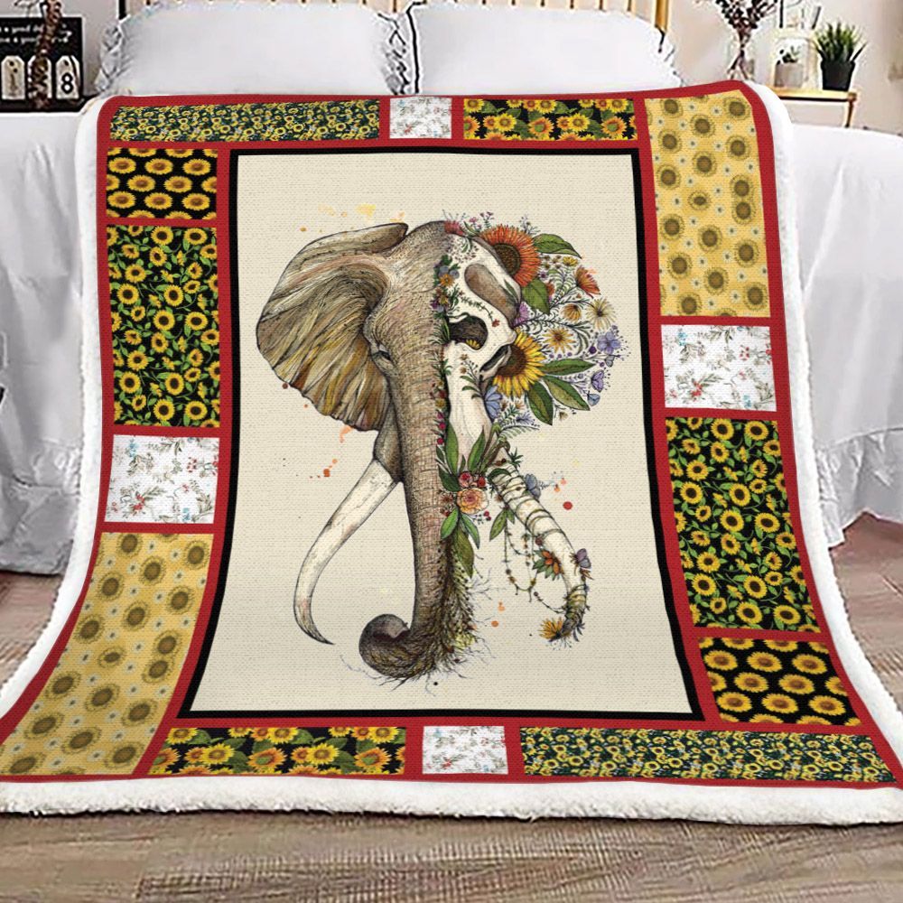 Elephant Sherpa Fleece Blanket