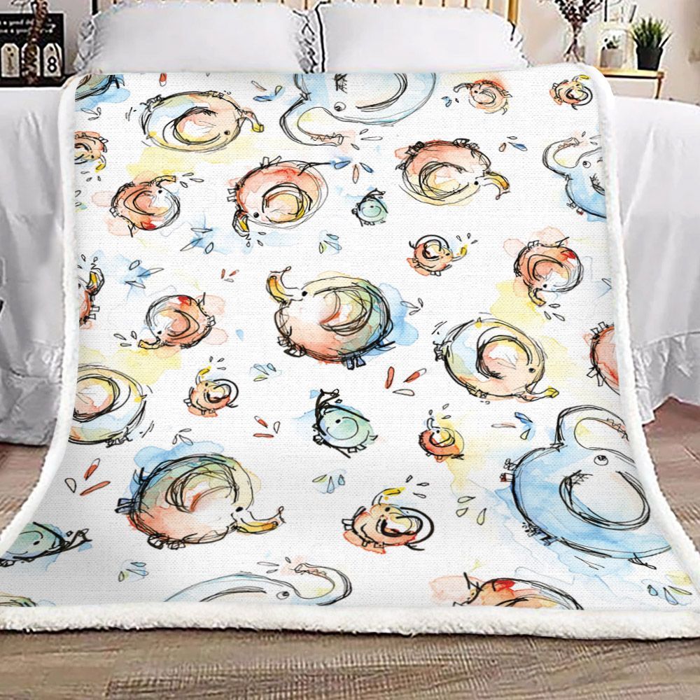Elephant Sherpa Fleece Blanket