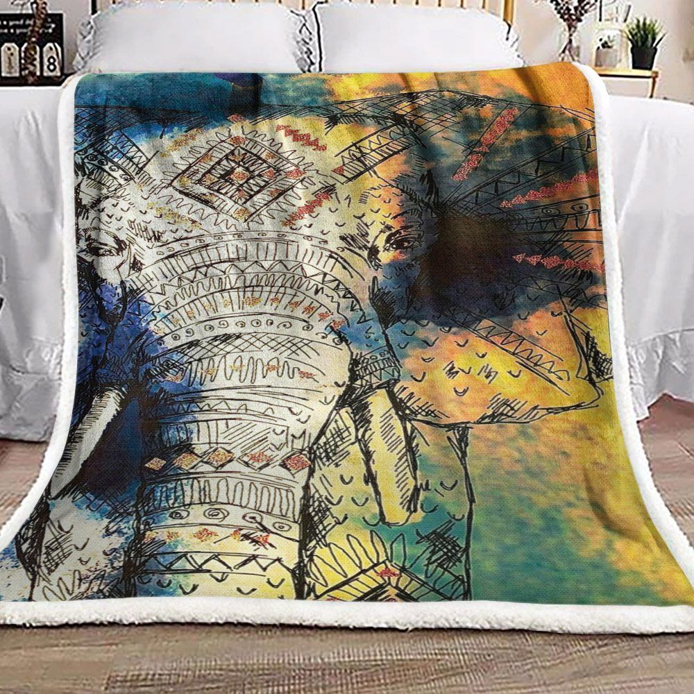Elephant Sherpa Fleece Blanket