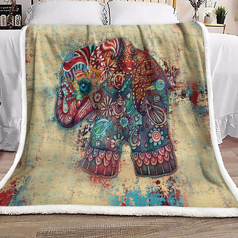 Elephant Sherpa Fleece Blanket