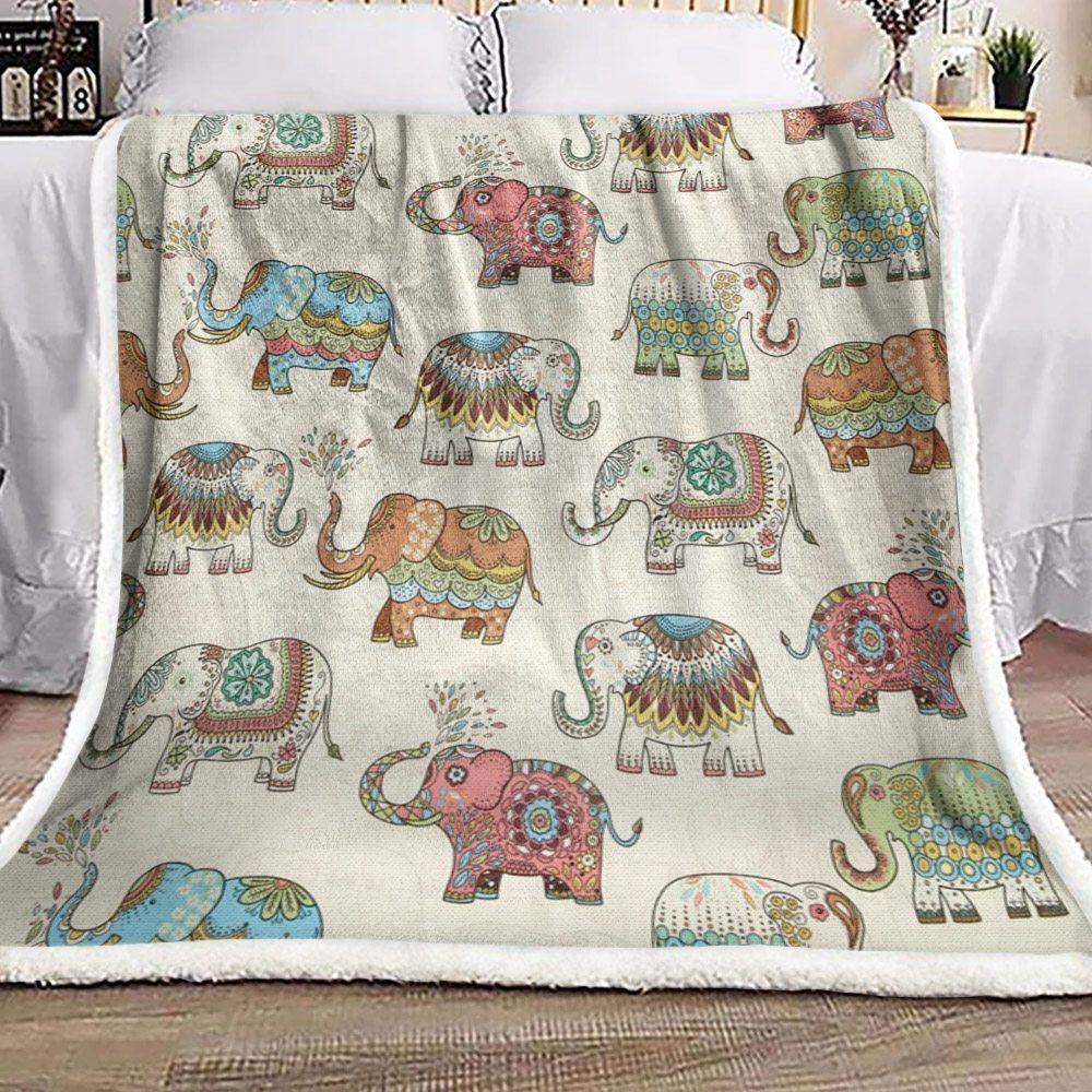 Elephant Sherpa Fleece Blanket