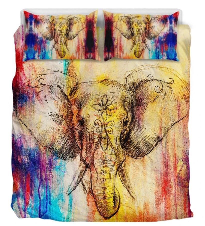 Elephant Water Color Bedding Set