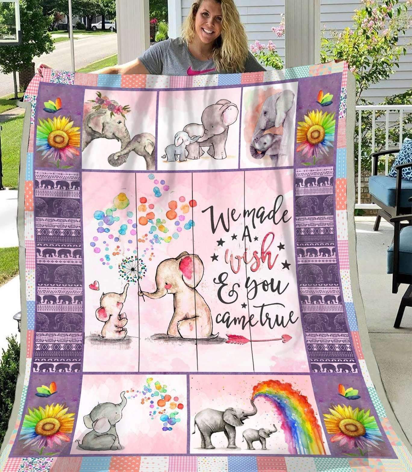 Elephant Wishes Sherpa Fleece Blanket