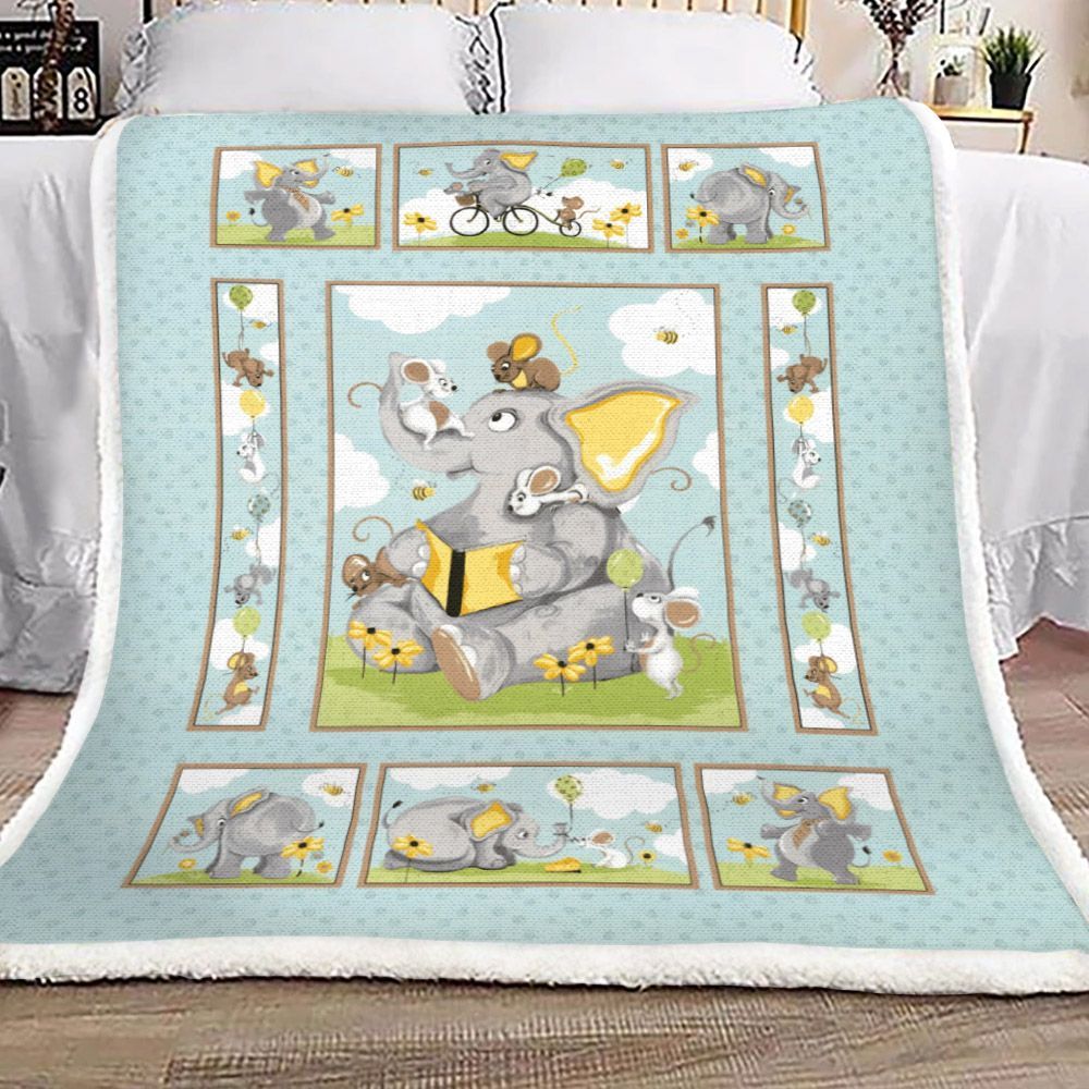 Elephant Sherpa Fleece Blanket