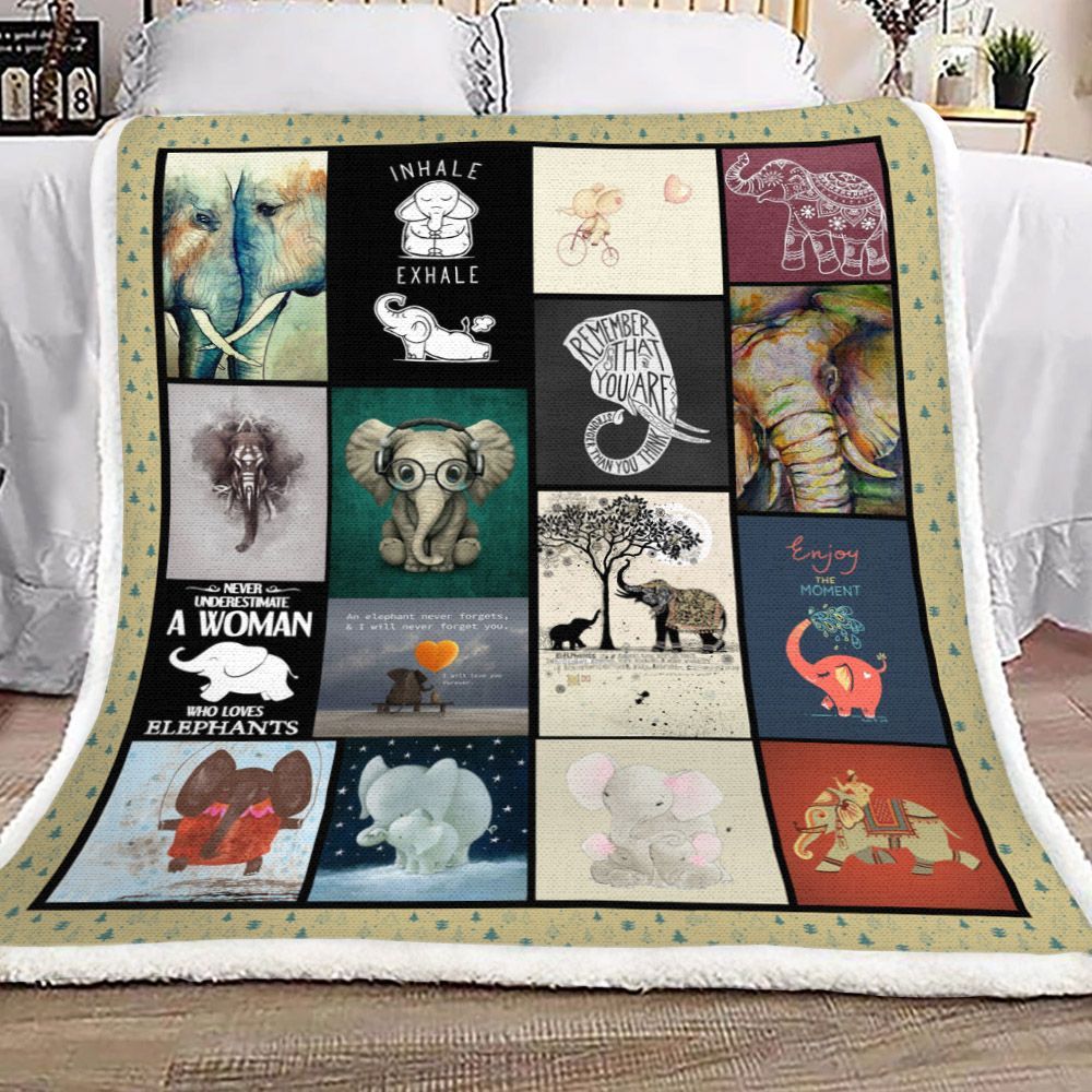 Elephant Sherpa Fleece Blanket