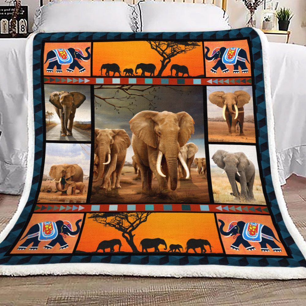 Elephant Sherpa Fleece Blanket