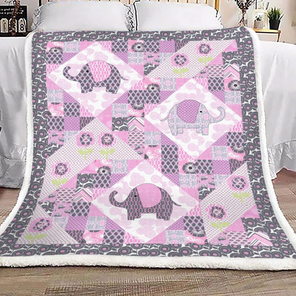Elephant Sherpa Fleece Blanket
