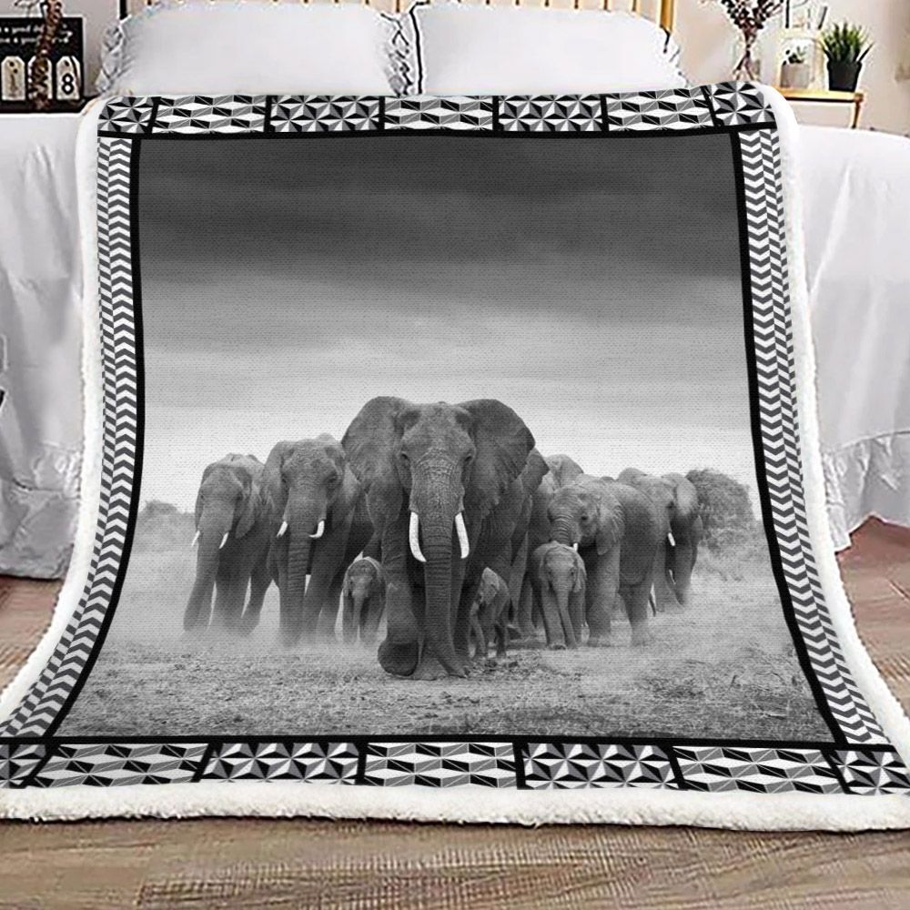 Elephant Sherpa Fleece Blanket