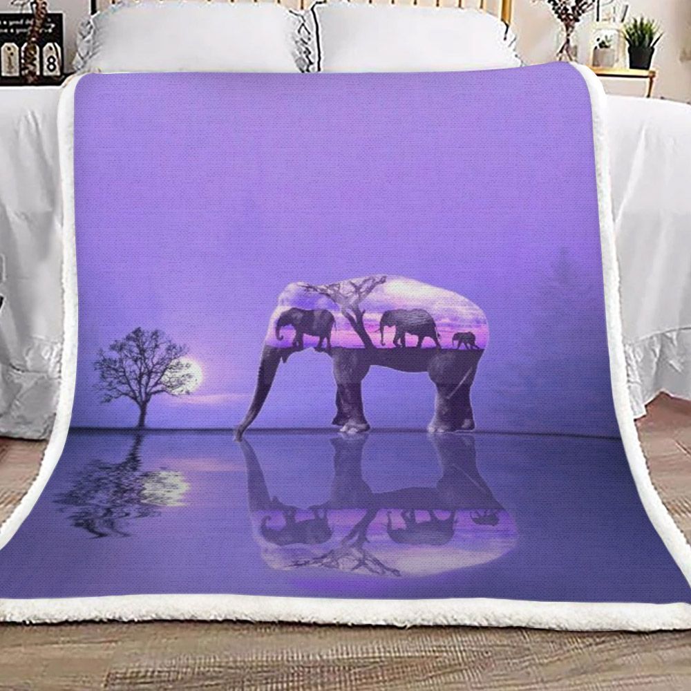 Elephant Sherpa Fleece Blanket