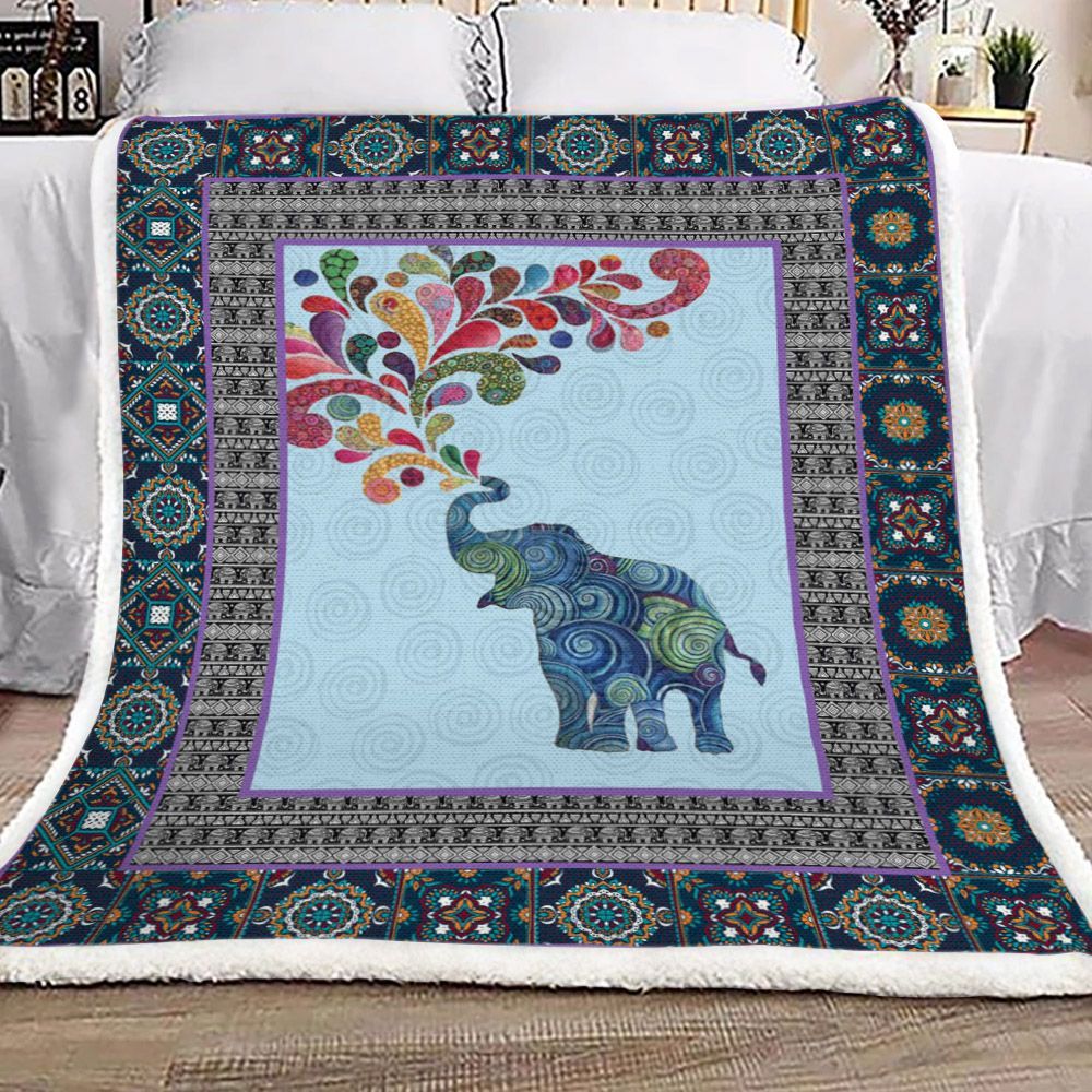Elephant Sherpa Fleece Blanket