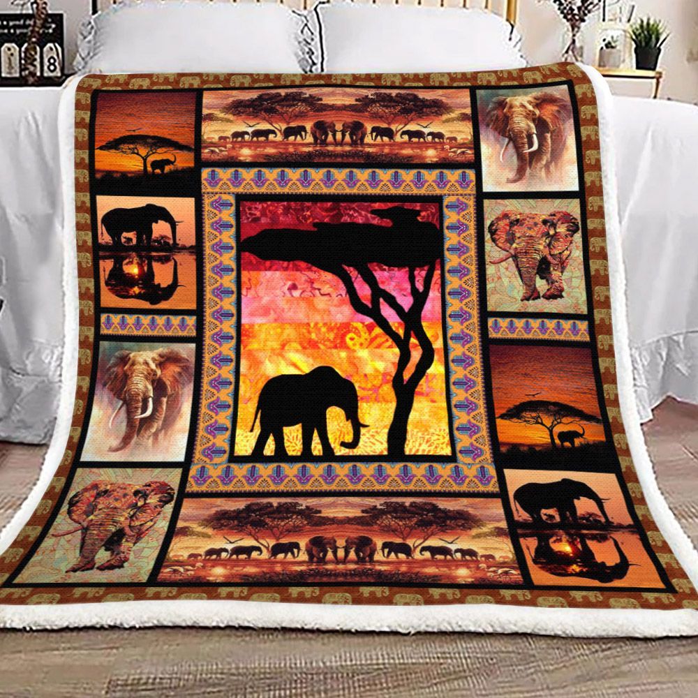 Elephant Sherpa Fleece Blanket