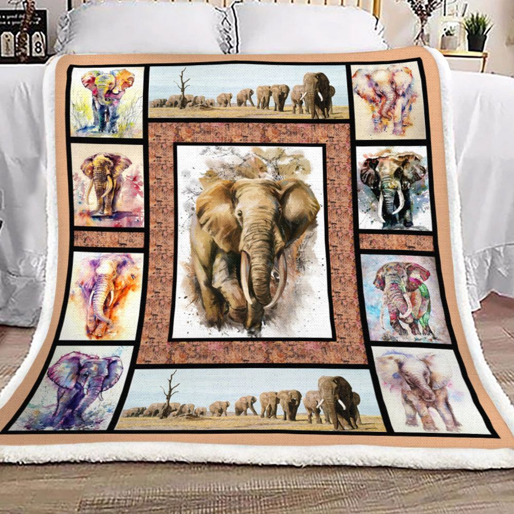 Elephant Sherpa Fleece Blanket