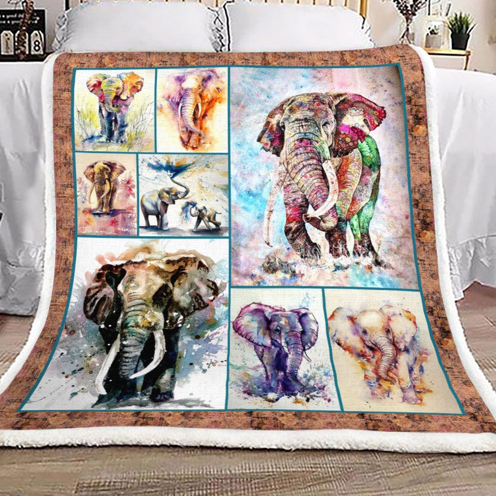 Elephant Sherpa Fleece Blanket