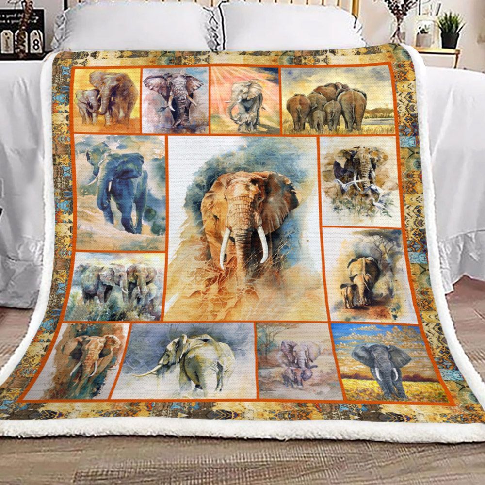 Elephant Sherpa Fleece Blanket