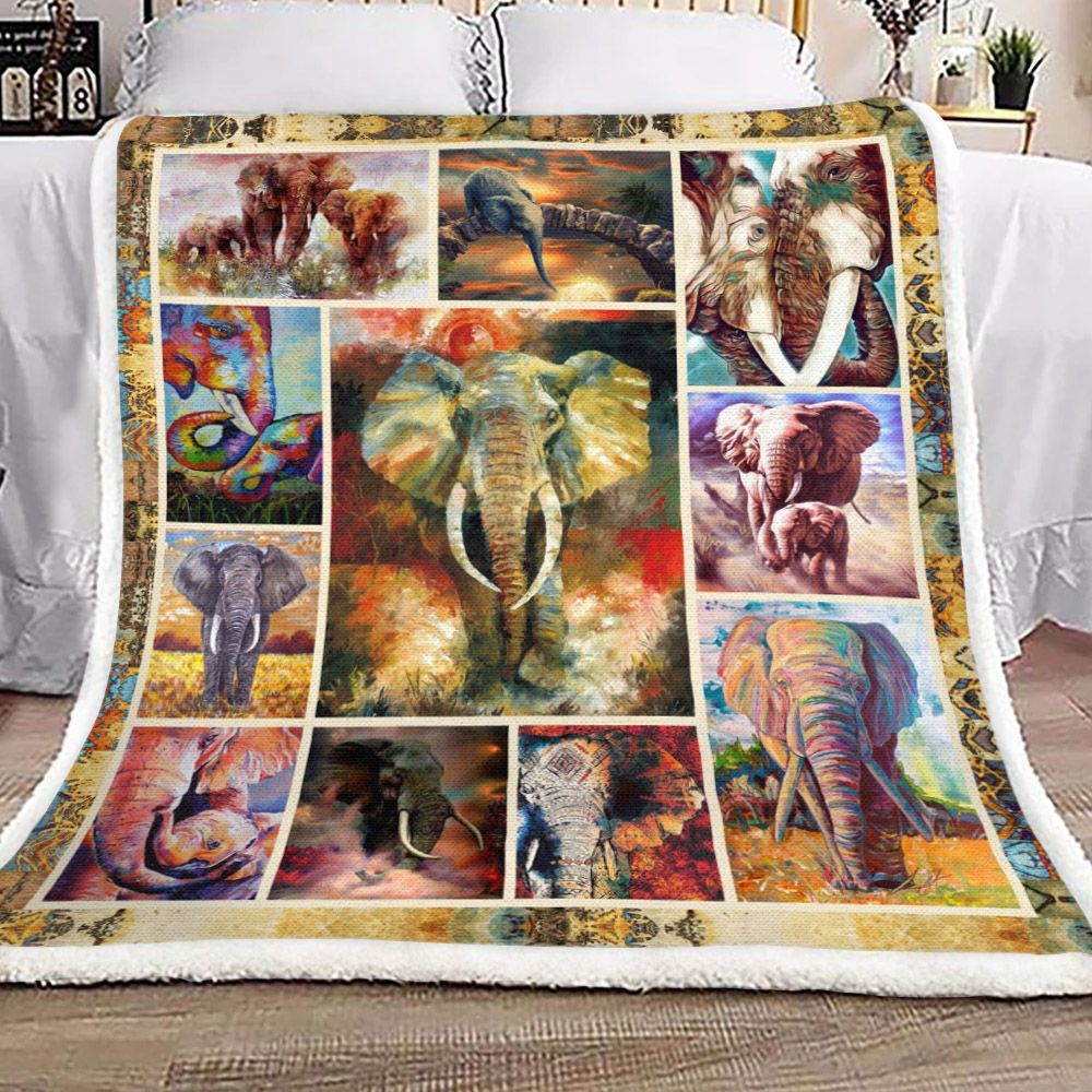 Elephant Sherpa Fleece Blanket