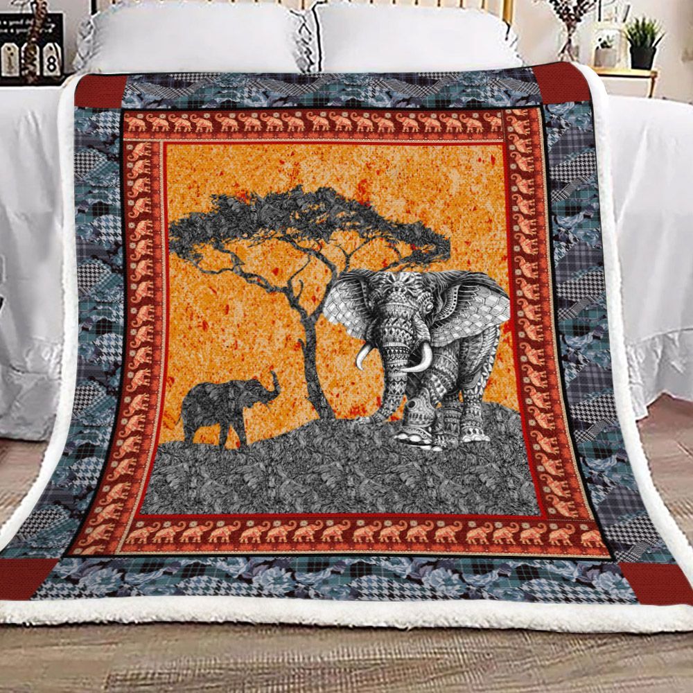 Elephant Sherpa Fleece Blanket