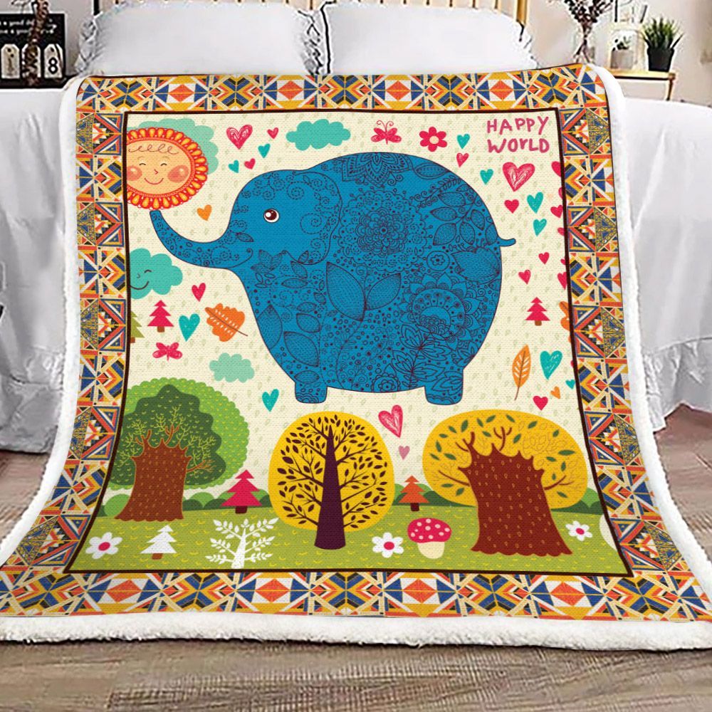 Elephant Sherpa Fleece Blanket