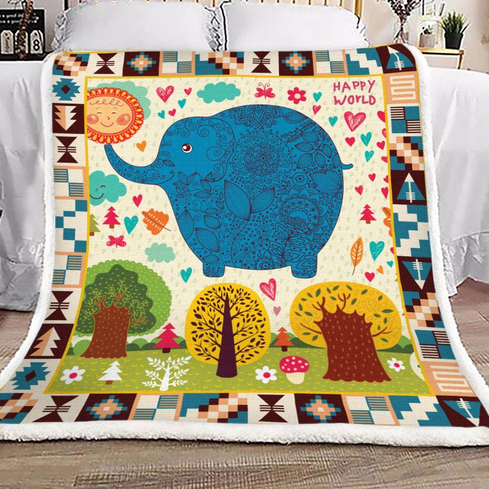 Elephant Sherpa Fleece Blanket