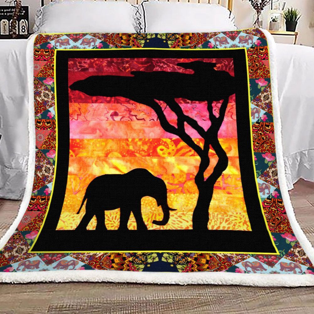 Elephant Sherpa Fleece Blanket