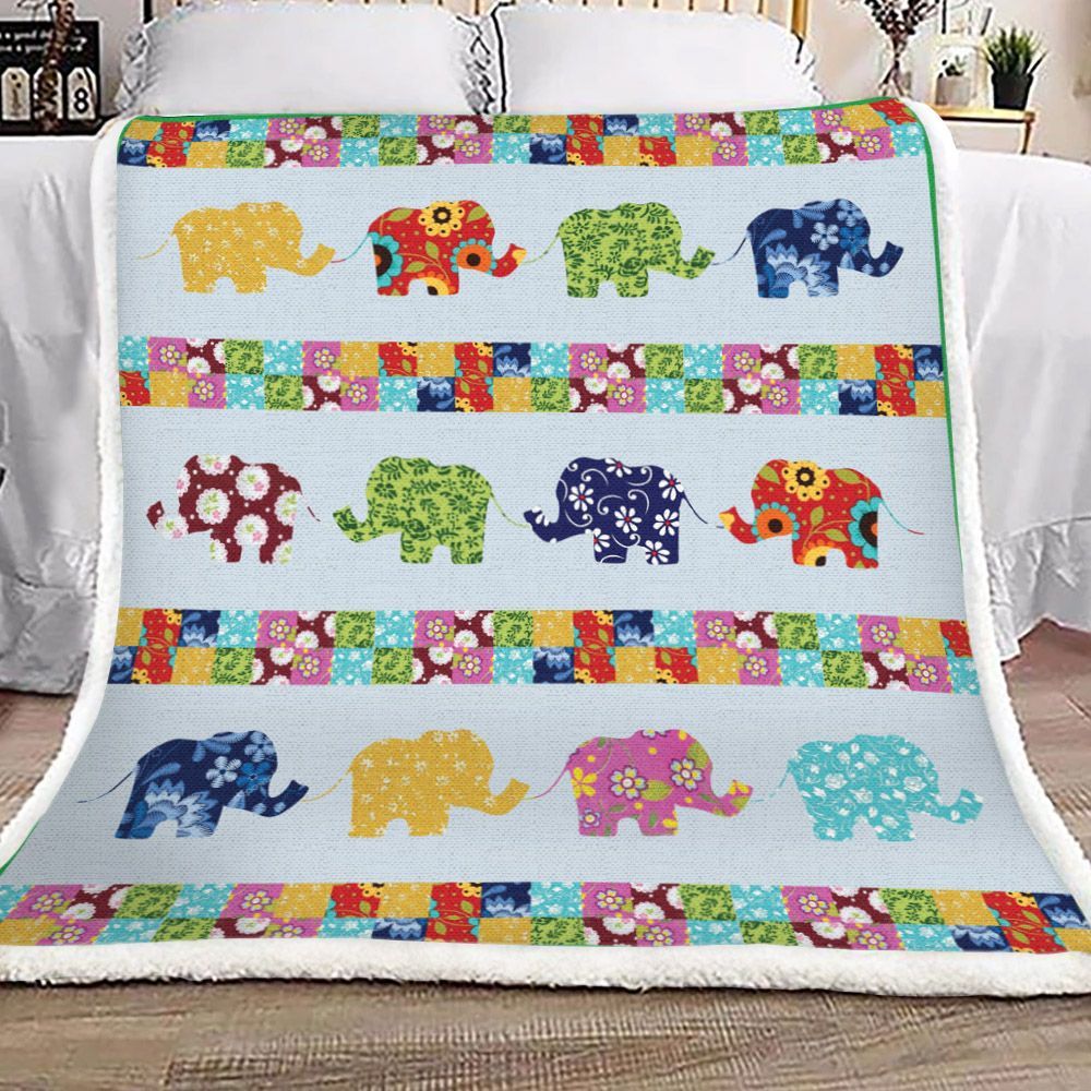 Elephant Sherpa Fleece Blanket