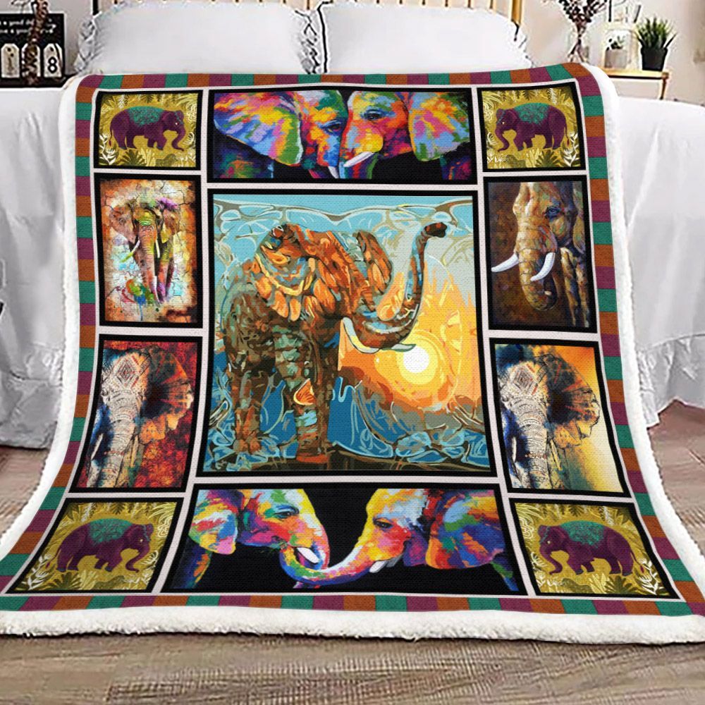 Elephant Sherpa Fleece Blanket